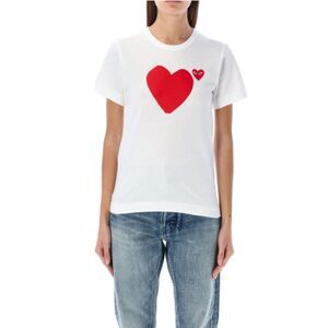 Comme des Garcons Play Womens Heart White Short Sleeve T-shirt Sz S